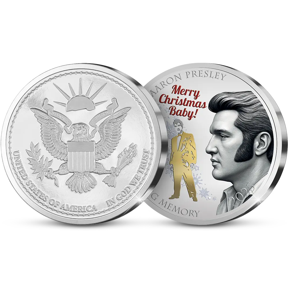 Den Ersten Prägung der Amerikanischen Gedenkausgabe „Elvis Presley, the Christmas Tribute 2025”