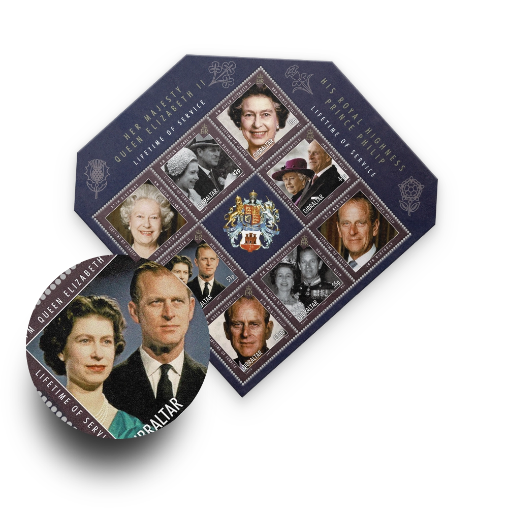 Der offizielle Briefmarkenbogen „Queen Elizabeth II, The Diamond Monarch“