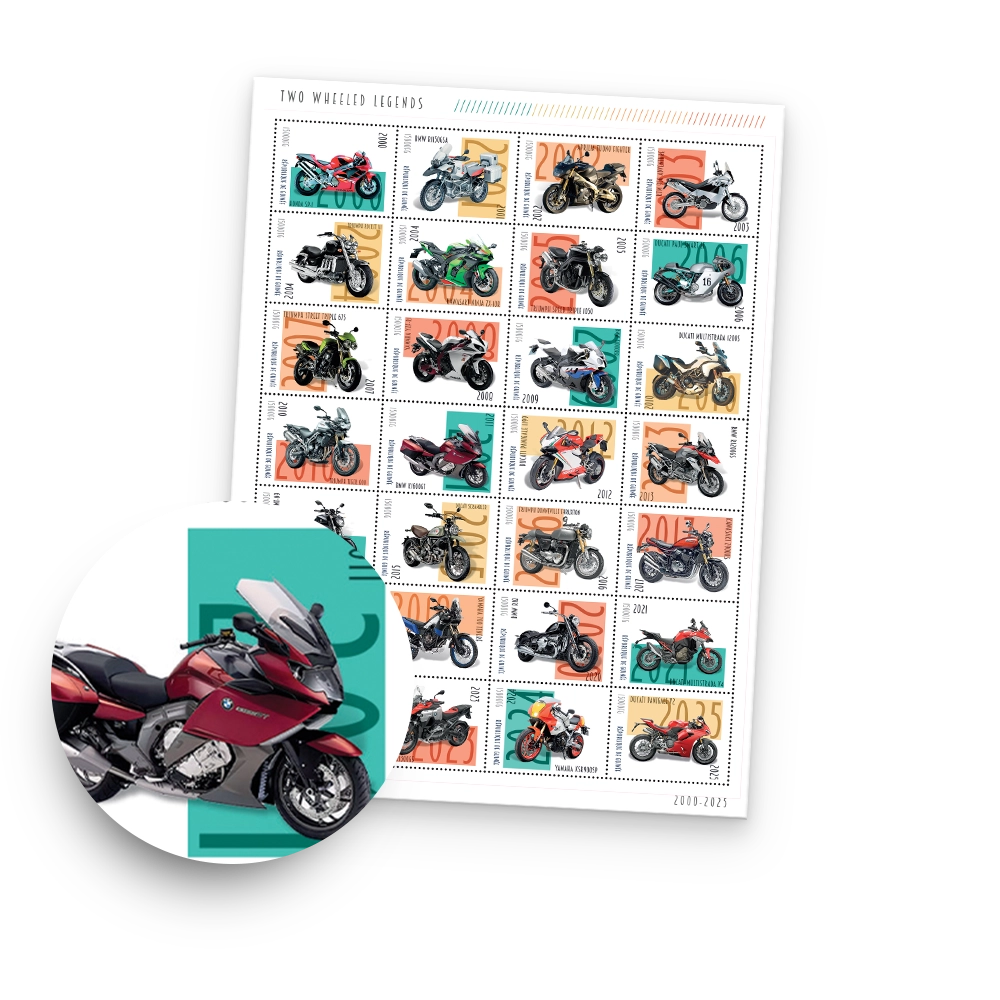 Briefmarkenbogen 'Geschichte des Motorrads'