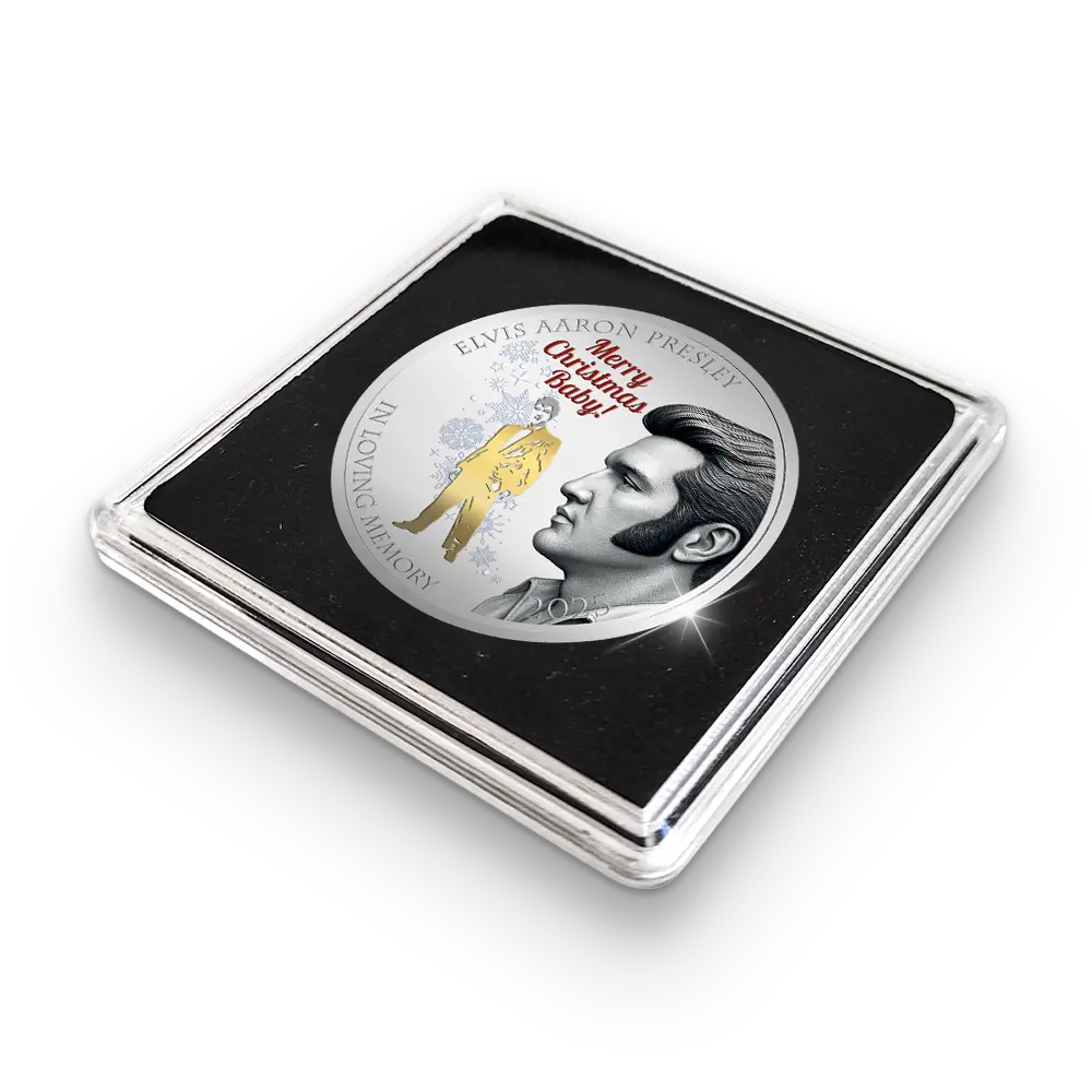 Den Ersten Prägung der Amerikanischen Gedenkausgabe „Elvis Presley, the Christmas Tribute 2025”