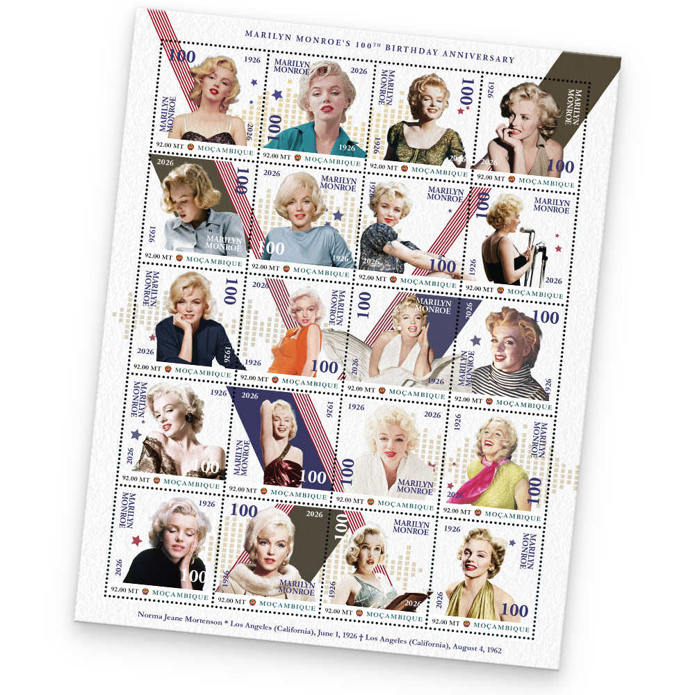 Den Briefmarkenbogen "Marilyn Monroe's 100th Birthday Anniversary"