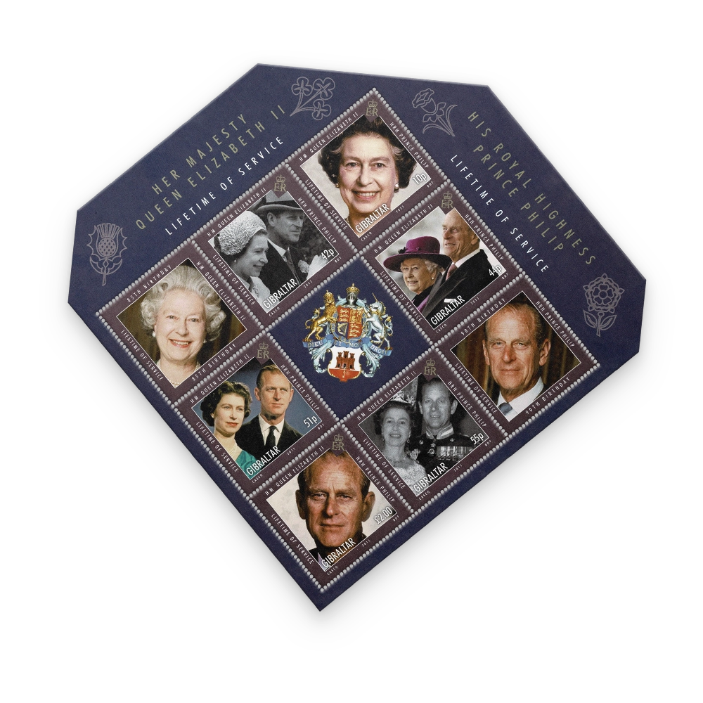 Der offizielle Briefmarkenbogen „Queen Elizabeth II, The Diamond Monarch“