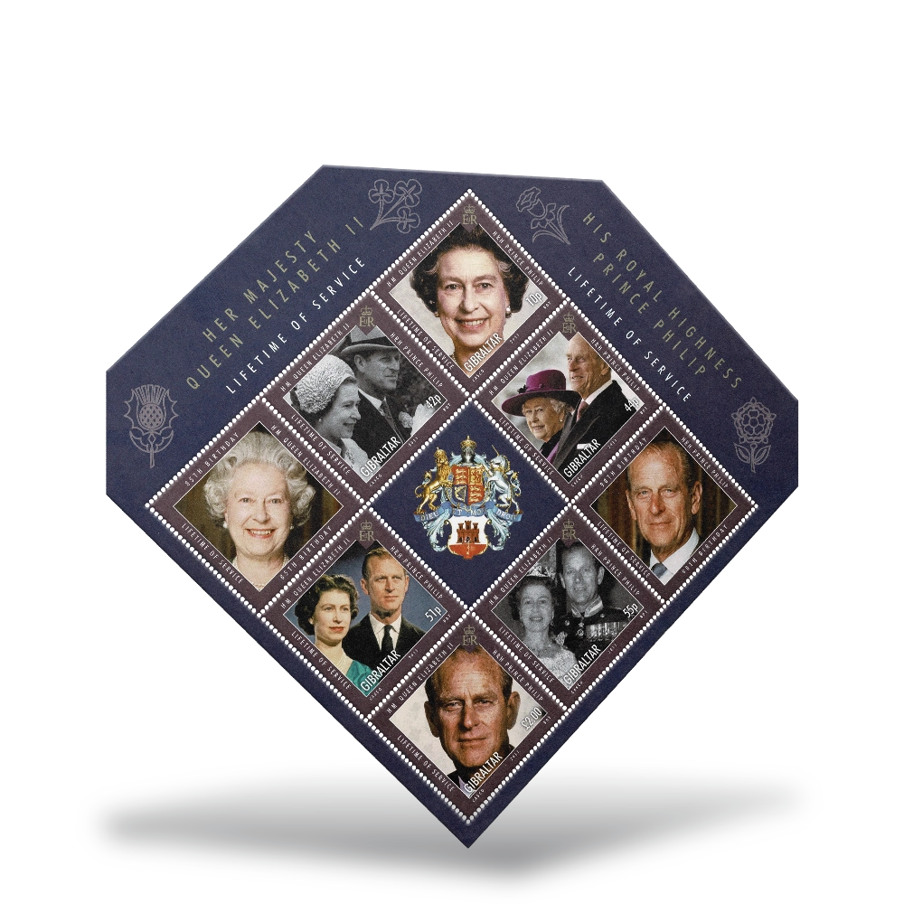 Der offizielle Briefmarkenbogen „Queen Elizabeth II, The Diamond Monarch“