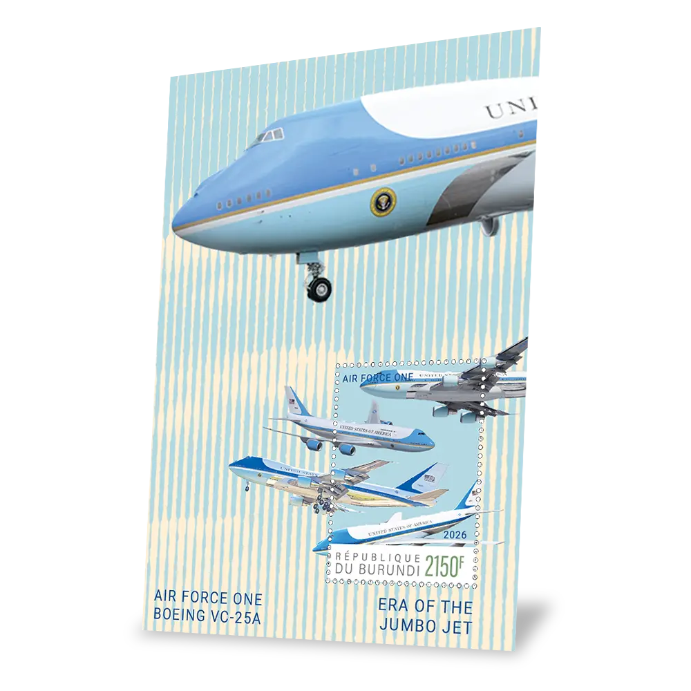 Das Briefmarkenset „Air Force One: A Presidential Legend“