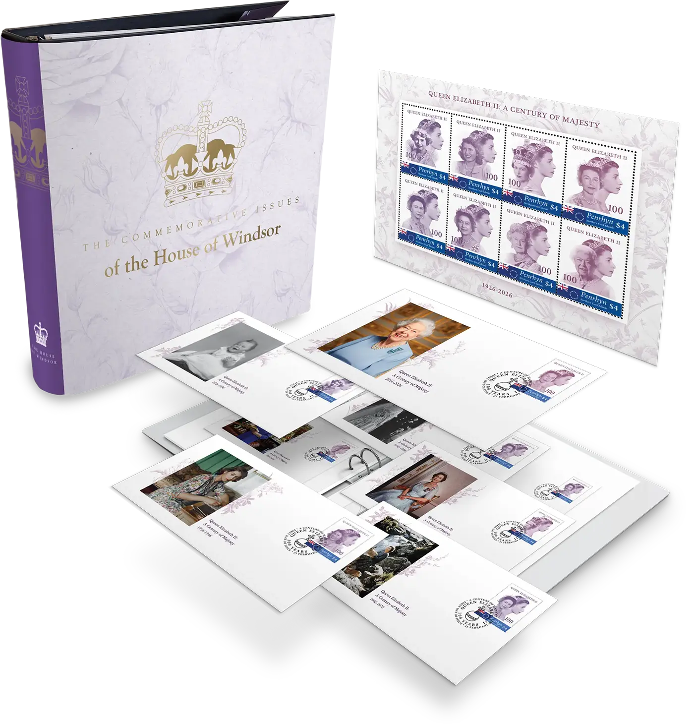 Die Briefmarkensammlung „Queen Elizabeth II: A Century of Majesty“