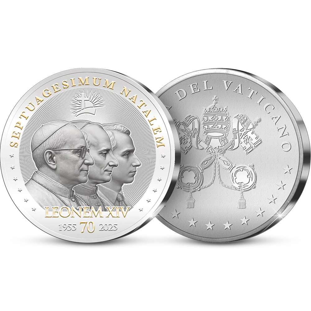 Vatikanische Drei-Porträt Gedenkausgabe „LEONEM XIV 70“