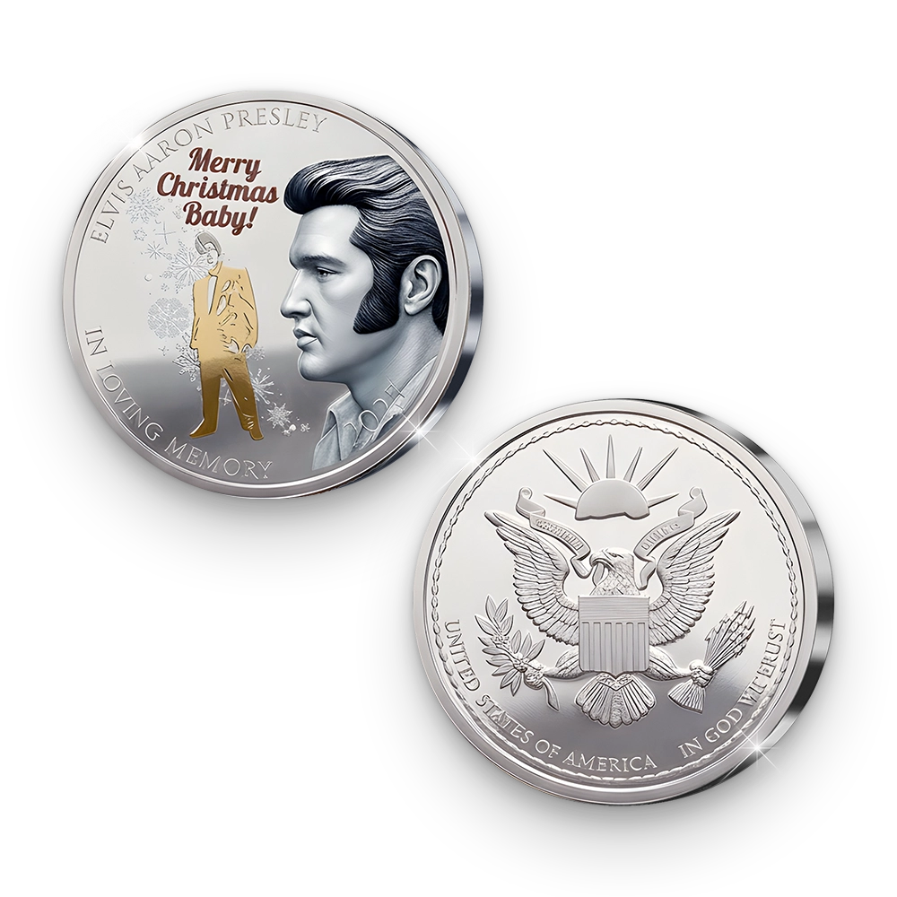 Den Ersten Prägung der Amerikanischen Gedenkausgabe „Elvis Presley, the Christmas Tribute 2025”