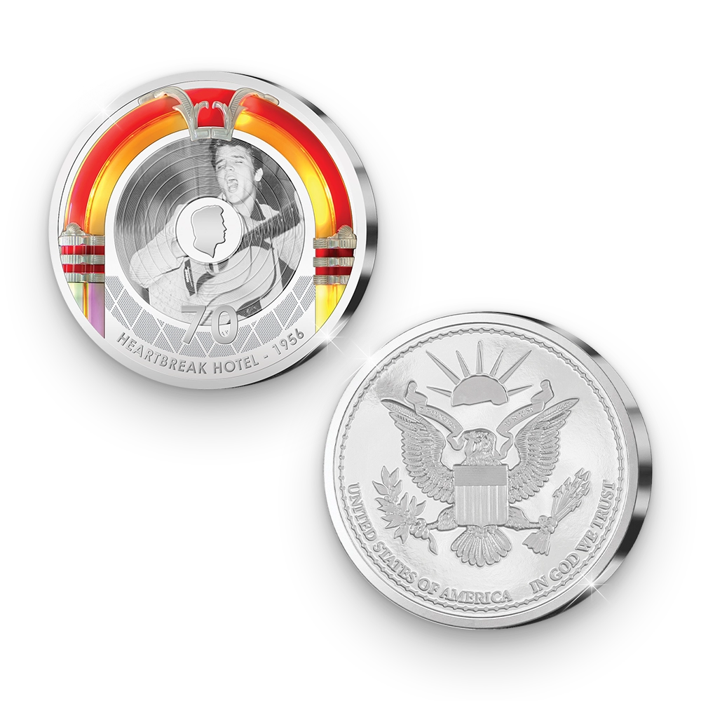 Die Scoop Erstprägung der amerikanischen Gedenkausgabe 'Elvis' Heartbreak Hotel 70th Release Anniversary'