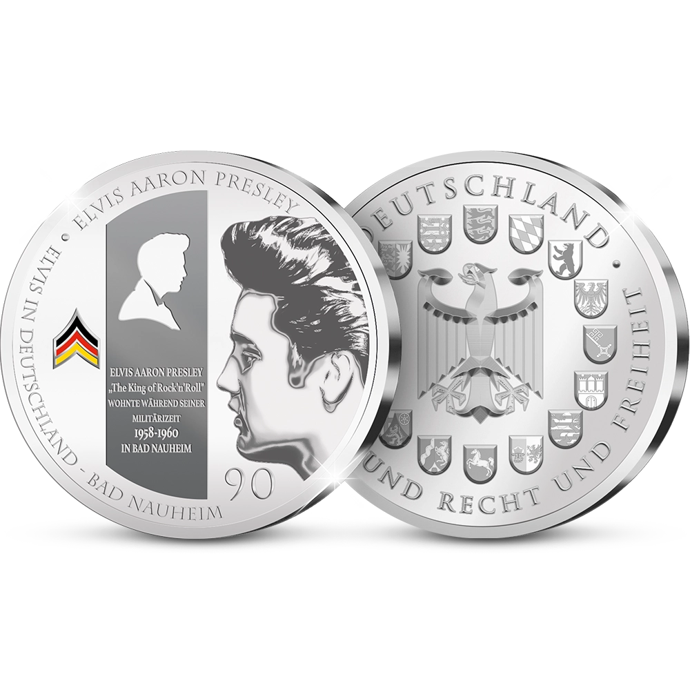 Die Erstprägung der deutschen Gedenkausgabe ‘90. Geburtstag von Elvis Presley’