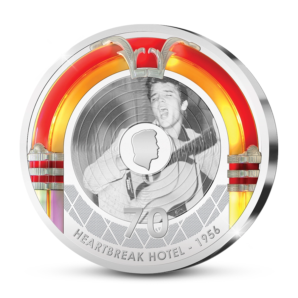 Die Scoop Erstprägung der amerikanischen Gedenkausgabe 'Elvis' Heartbreak Hotel 70th Release Anniversary'