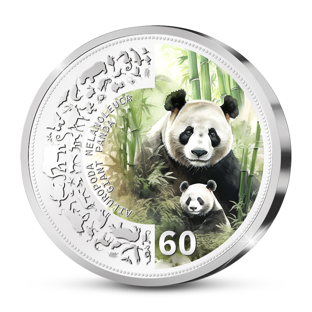 Die offizielle "Panda-Mutter mit Kind" Gedenkmünze von China