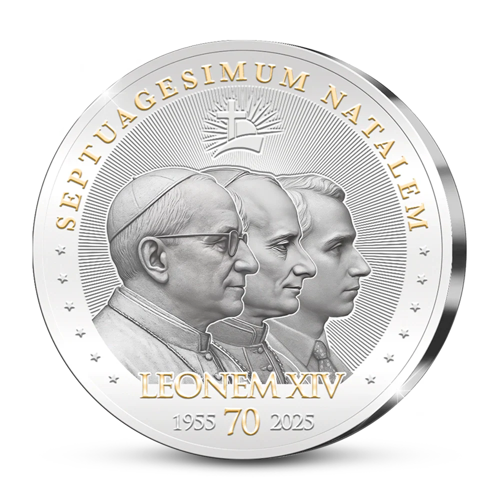 Vatikanische Drei-Porträt Gedenkausgabe „LEONEM XIV 70“
