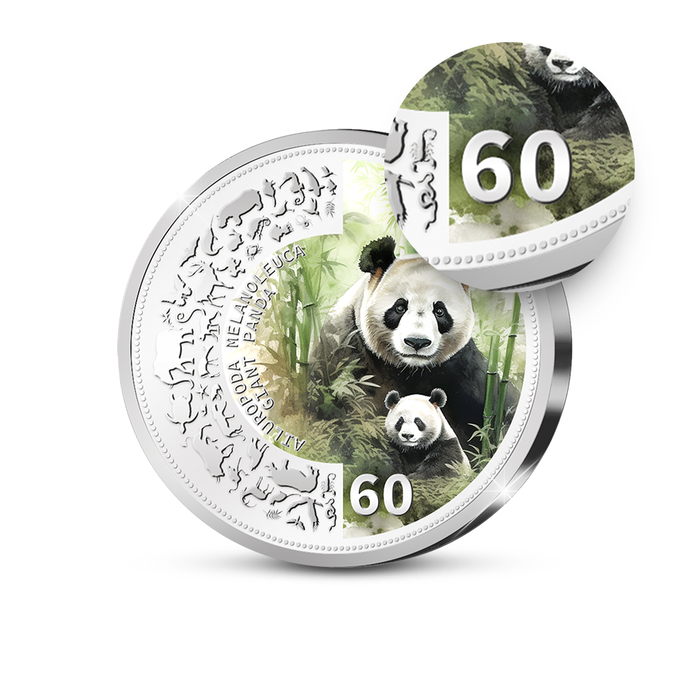 Die offizielle "Panda-Mutter mit Kind" Gedenkmünze von China
