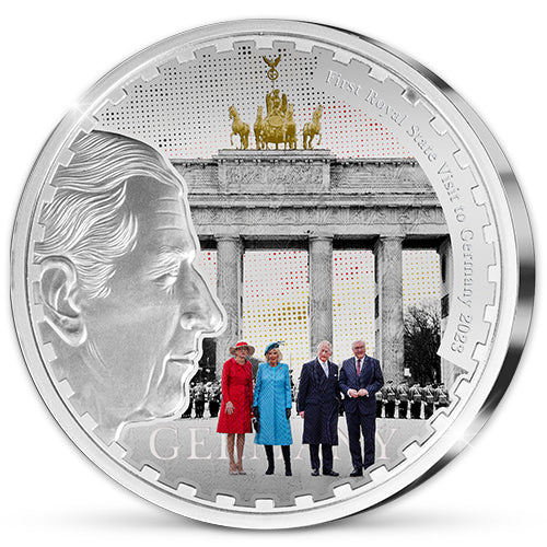 Die offizielle „Erster Staatsbesuch in Deutschland 2023“ Zwei-Münzen-Sammlung von England