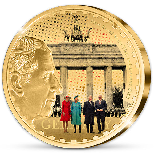 Die offizielle „Erster Staatsbesuch in Deutschland 2023“ Zwei-Münzen-Sammlung von England