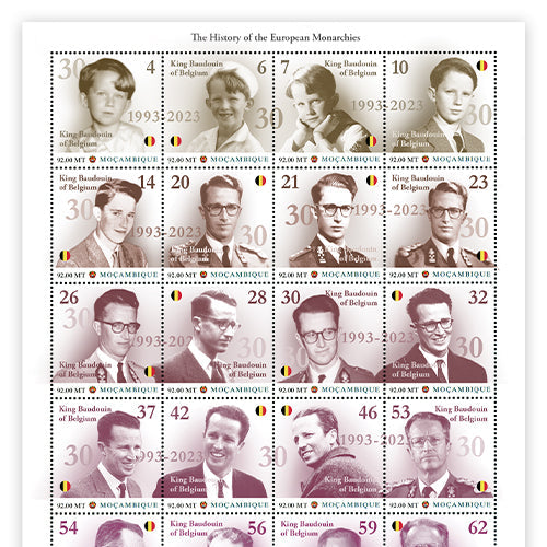 Das offizielle Briefmarkenbogen „König Baudouin Lebensweg“