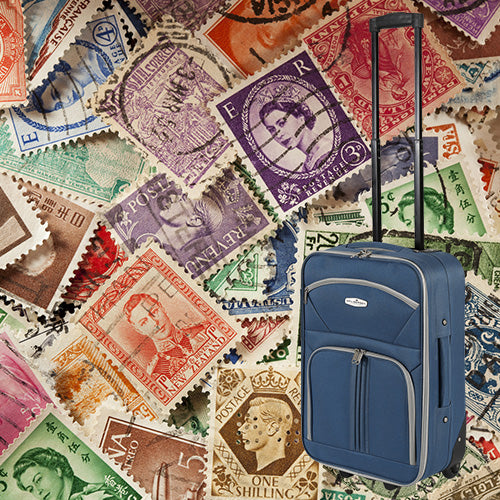 Aufregender Luxuskoffer, der mit Tausenden und Abertausenden von Briefmarken aus aller Welt überfüllt ist!