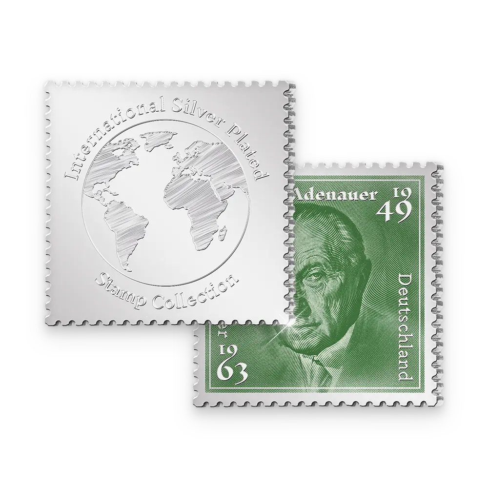 Die versilberte Jubiläumsbriefmarke „Konrad Adenauer“