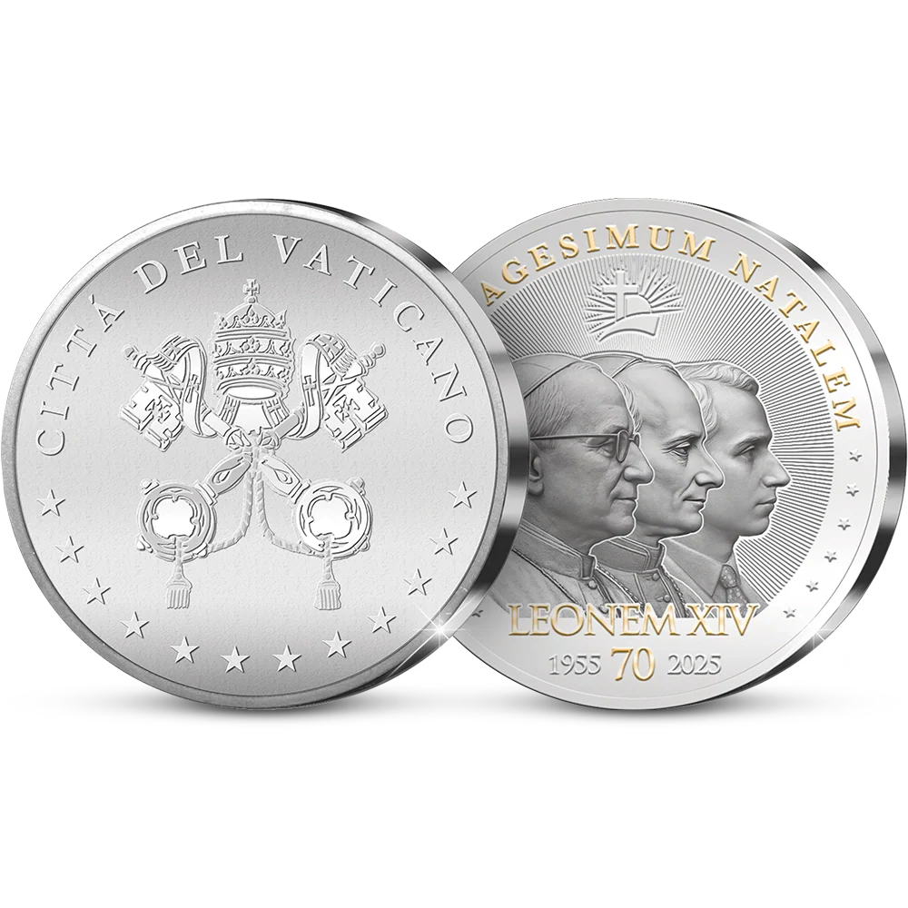 Vatikanische Drei-Porträt Gedenkausgabe „LEONEM XIV 70“