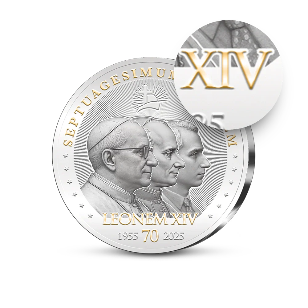 Vatikanische Drei-Porträt Gedenkausgabe „LEONEM XIV 70“