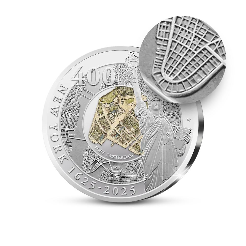 Die Erstprägung der ersten amerikanischen Gedenkausgabe „400th Anniversary of New York“