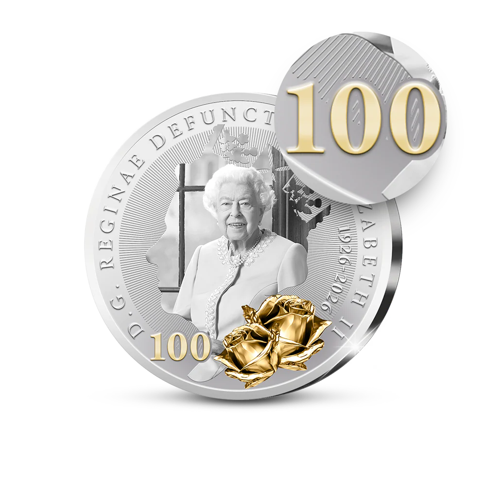 Die Erstprägung der Englischen Gedenkausgabe „Queen Elizabeth II: A Century of Majesty“