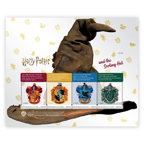 Briefmarkenbogen "The Official Harry Potter: The Sorting Hat and the Four Hogwarts Houses”