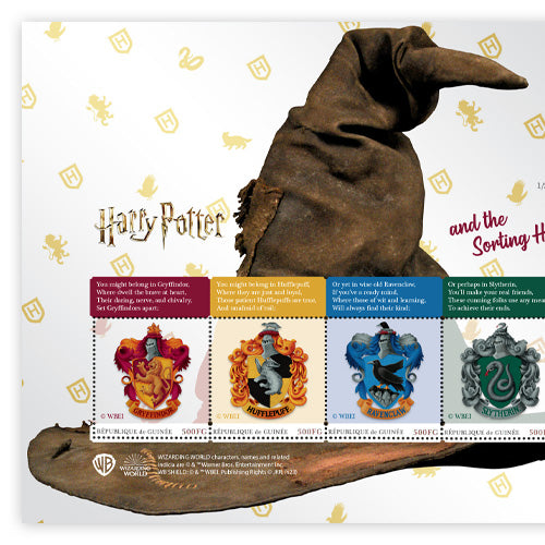 Briefmarkenbogen "The Official Harry Potter: The Sorting Hat and the Four Hogwarts Houses”