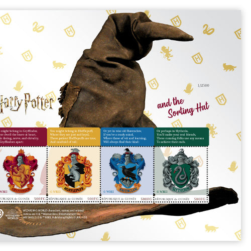 Briefmarkenbogen "The Official Harry Potter: The Sorting Hat and the Four Hogwarts Houses”