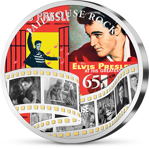 Die exklusiv versilberte "Elvis Presley Jailhouse Rock 65th Anniversary 50mm Commemorative Coin" von Amerika