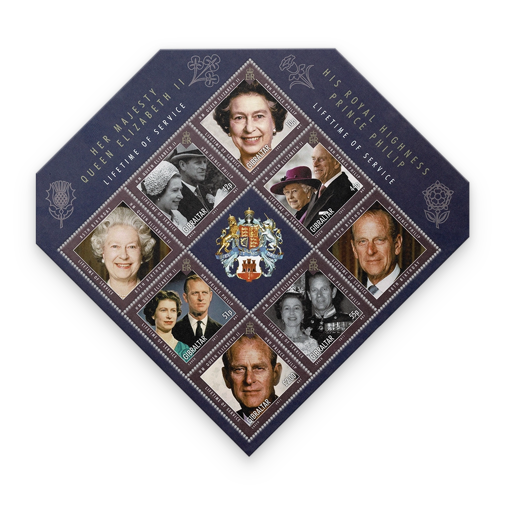 Der offizielle Briefmarkenbogen „Queen Elizabeth II, The Diamond Monarch“