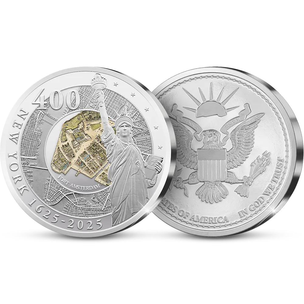 Die Erstprägung der ersten amerikanischen Gedenkausgabe „400th Anniversary of New York“