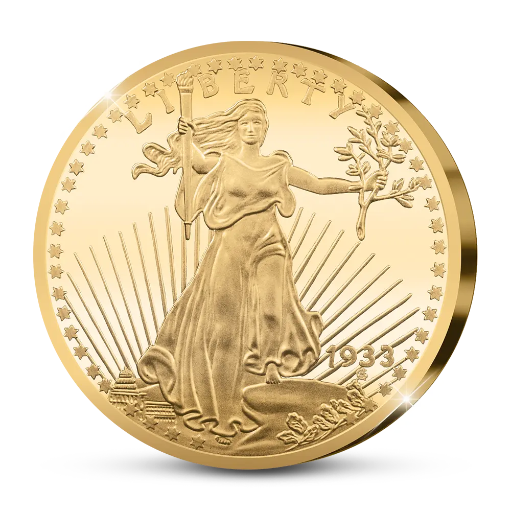 Die originale Nachprägung der amerikanischen: The USA 20 Gold-Dollar Double Eagle 1933 Coin