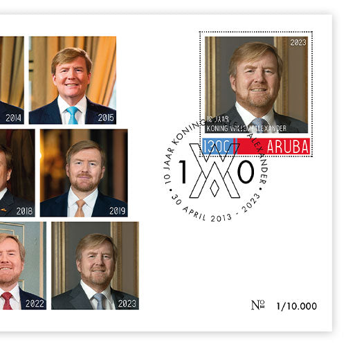 Der offizielle Ersttagsumschlag 2023 „10 Jahre König Willem-Alexander“