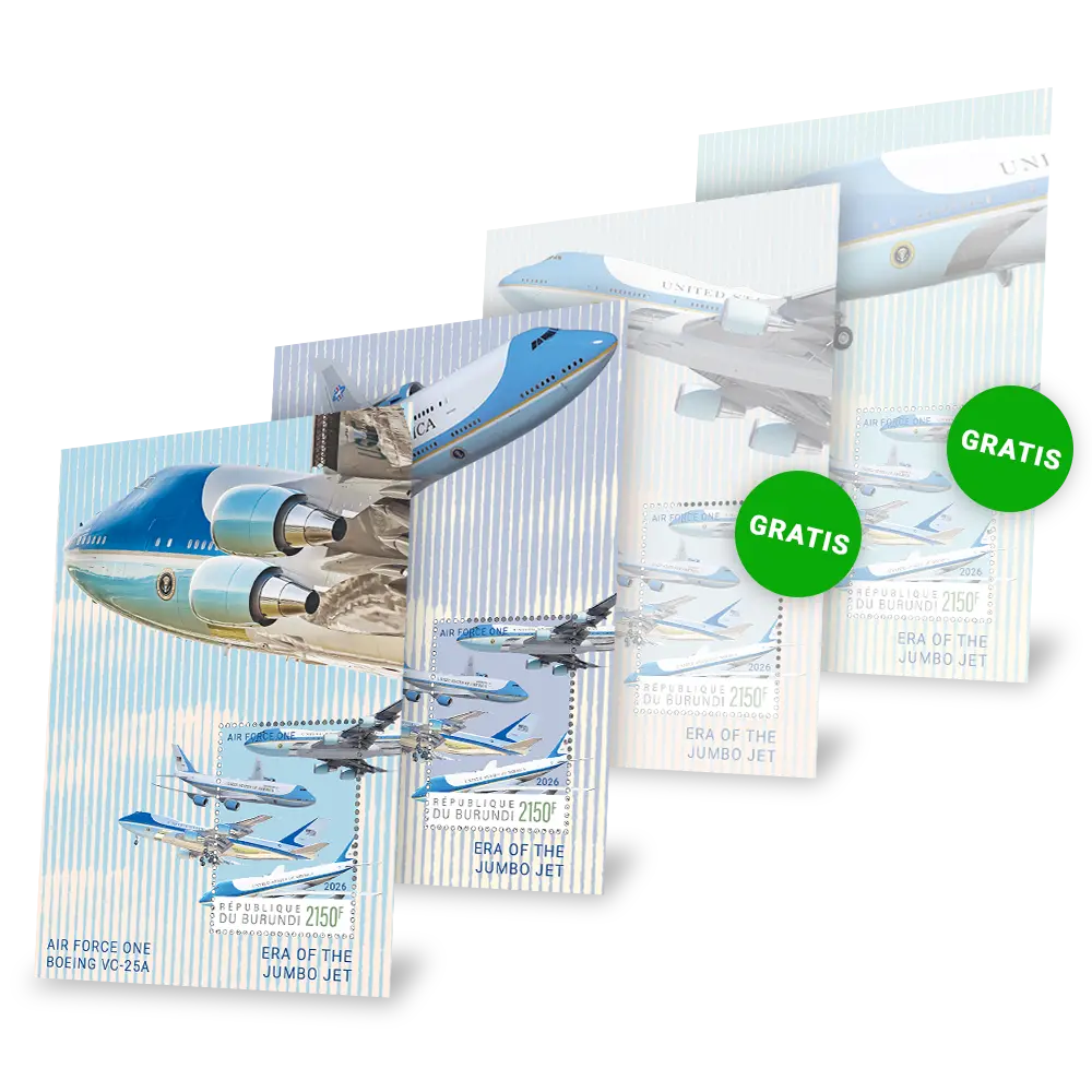 Das Briefmarkenset „Air Force One: A Presidential Legend“