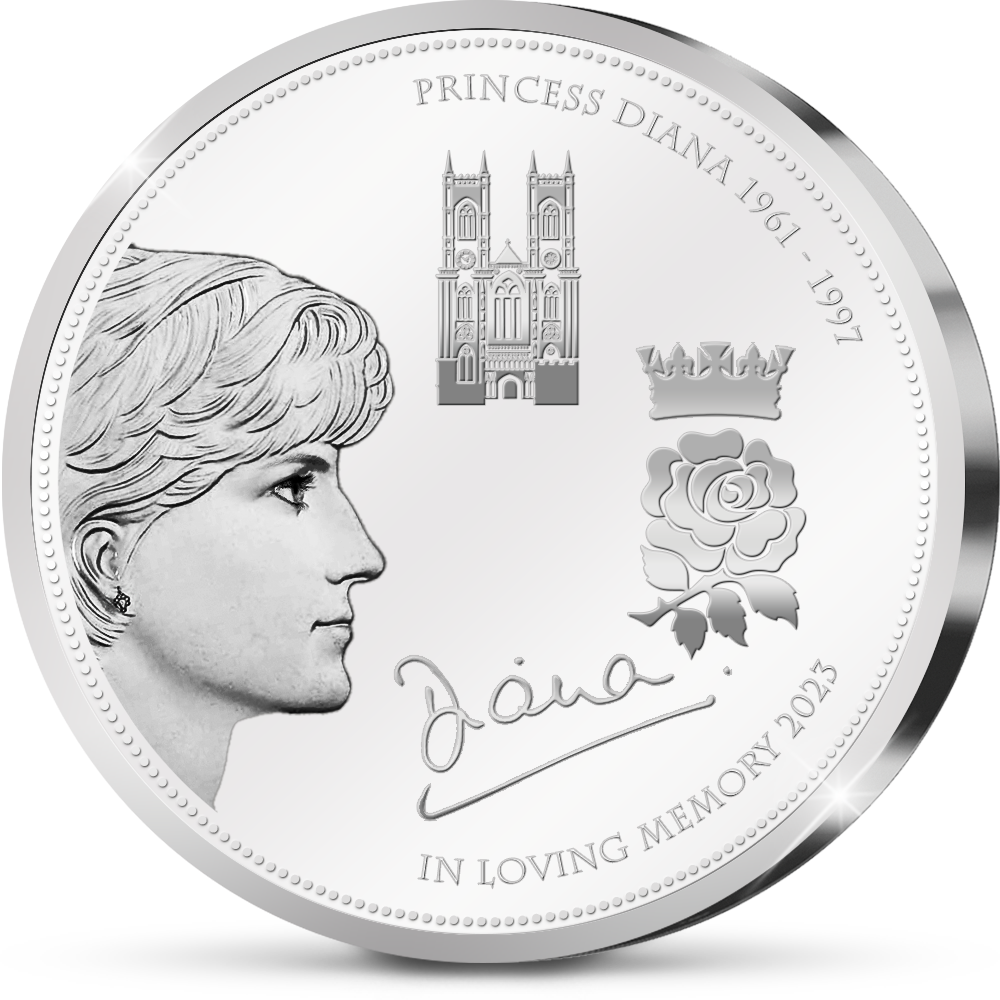 Die versilberte Gedenkausgabe “Diana, Princess of Wales” aus England