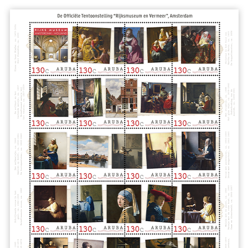 Der offizielle Briefmarkenbogen „Rijksmuseum Amsterdam und Vermeer“