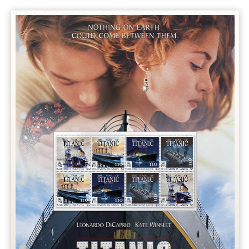 Der offizielle Briefmarkenbogen „Titanic“ zum 25. Filmjubiläum