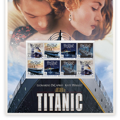 Der offizielle Briefmarkenbogen „Titanic“ zum 25. Filmjubiläum