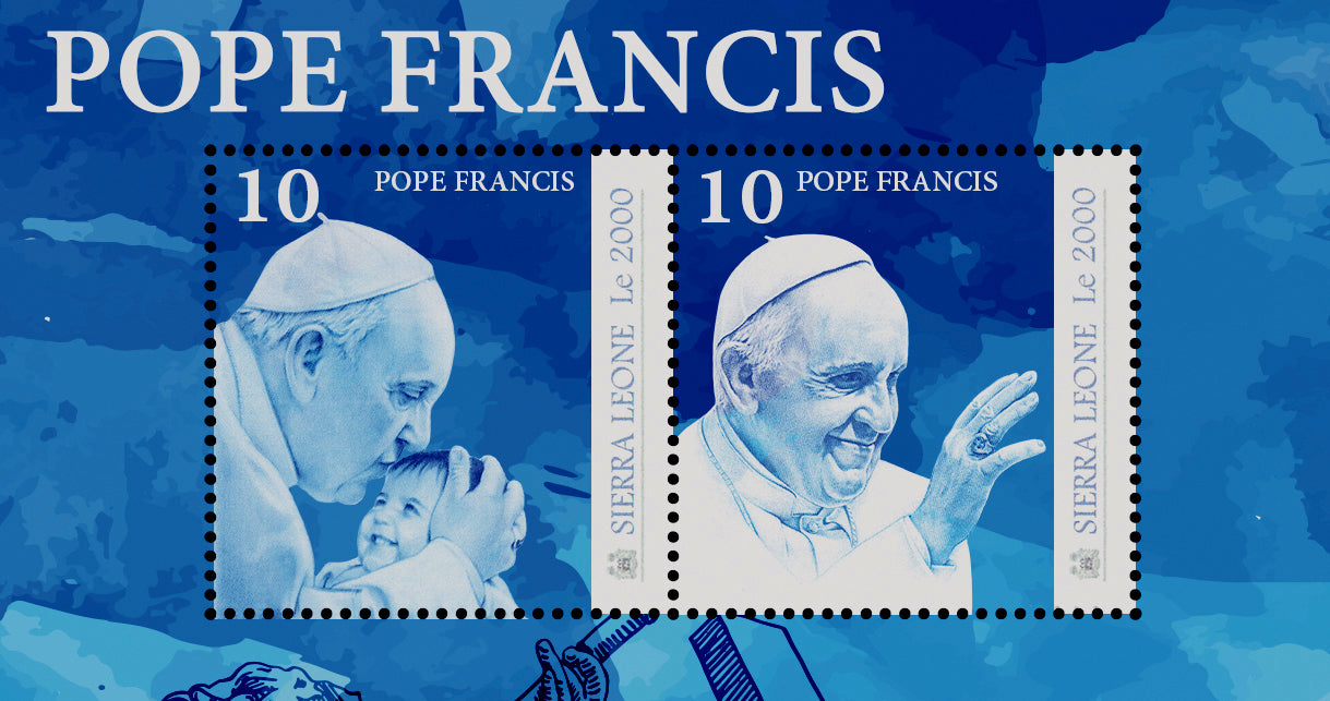 Der offizielle Briefmarkenbogen „10 Jahre Papst Franziskus. 2013-2023“