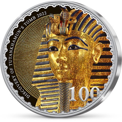 De Verzilverde “King Tut 100 Commemorative” van de Verenigde Naties Verrijkt met de kostbare 3D Goud effect én kleurtechnieken - Edel Collecties