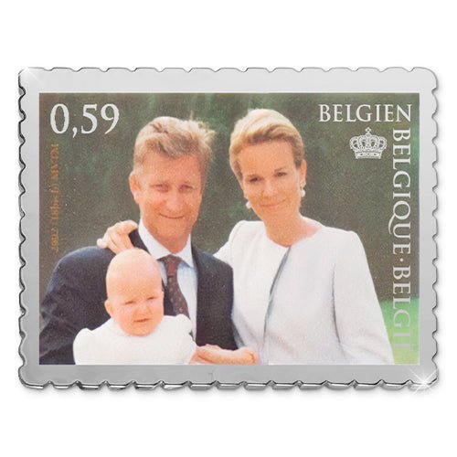 “De Verzilverde Replica van de Eerste Belgische Postzegel van Prinses Elisabeth vanwege haar 21e verjaardag” - Edel Collecties