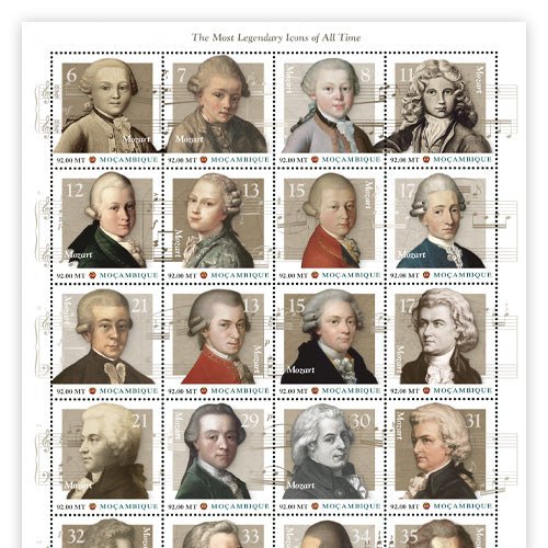 Het Officiële “Mozart Levensweg” Postzegelvel - Edel Collecties